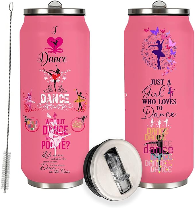 Dance Lover Gifts For Girls Women Dancer Stainless Steel Insulated Tumbler With Straw Lid，Dance Lovers Gift For Dancer As Dance Themed Gifts 17 Oz