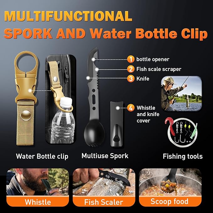 Survival Gear Kit for Men: 27-in-1 Complete Tools & Camping Accessories for Hiking, Fishing, Emergency | The for Husband, Dad, Boyfriend