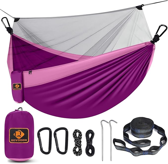 Hammock for Kids, Camping Hammock with Mosquito Net, Lightweight Nylon Portable Hammock with 10ft Tree Straps,Children Hammocks for Travel Hiking Backpacking Beach Patio