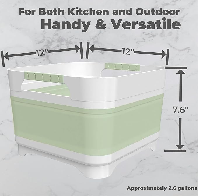 GIMWA Wash Basin for Baby Bottles, Versatile Wash Tub for Kitchen, RV, Outdoor Camping Sink, Sturdy Bottle Tub Easy to Clean (Green)