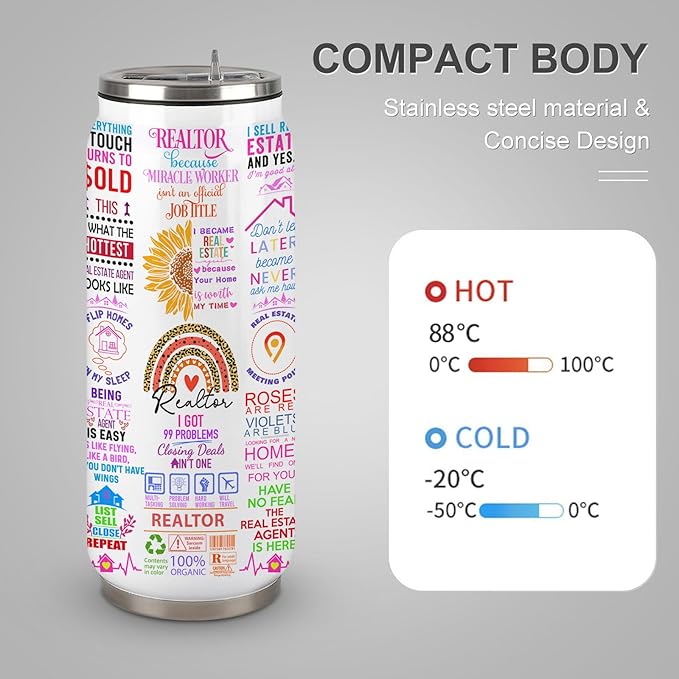 Realtor Gifts, Closing Gifts For Realtors, Gift For A Real Estate Agent Tumbler 17oz, Realtors Presents For Women, Funny Real Estate Presents For Realtors, Salesman Birthday Gift Ideas