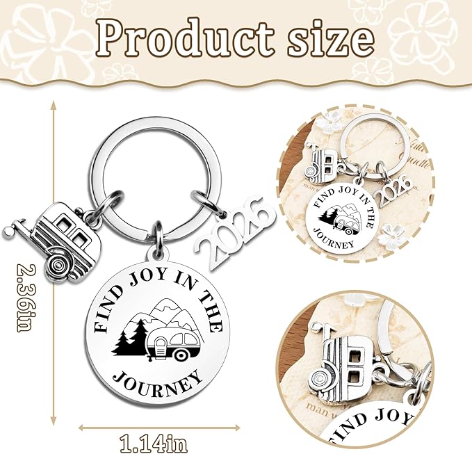 Camping Essentials Camping Must Haves 2026 Camper Keychain Gifts for Men Rv Accessories Best Gifts for Rv Owners Women Camper Accessories Find Joy In The Journey Keychain 2026