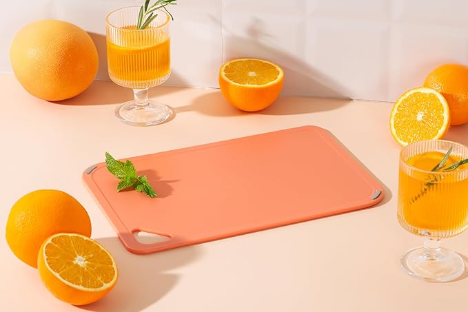 THETCHRY Plastic Cutting Board Set, Cutting Boards for Kitchen BPA Free, Large-Small Chopping Boards Set of 3 Non-Slip for Cooking Camping Dishwasher Safe, Reversible, with Grip Handle, 15"×10"×0.6"