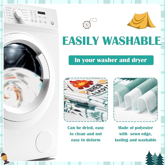 R HORSE Funny Kitchen Dish Towels - 5Pcs Camping Kitchen Hand Towels, Soft Absorbent Cleaning Dishcloth Home Bathroom Decor Camper Accessories for Campers Hikers Outdoor Lovers Camping Gifts