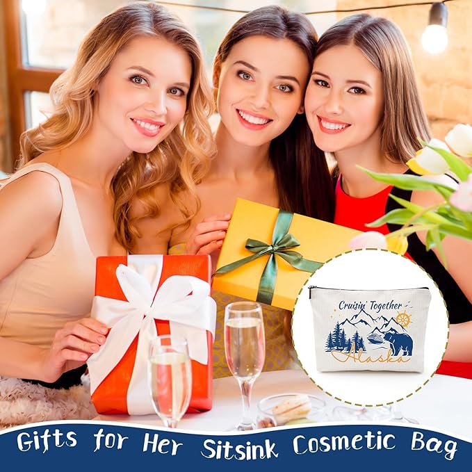 Sitsink Alaska Essentials Pouch - Cruise Travel Makeup Bag, Cruisin Together Makeup Bags, Must Haves Besties Birthday Christmas Gifts