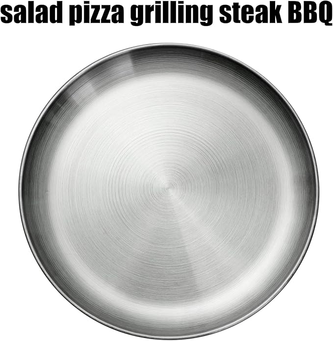 CAMBUY Stainless Steel Plates 9 inch 304 Metal Lightweight Unbreakable Dinner Dishes Plates Set Non-Toxin Dishwasher Safe BPA Free and Healthy (10 Pcs)