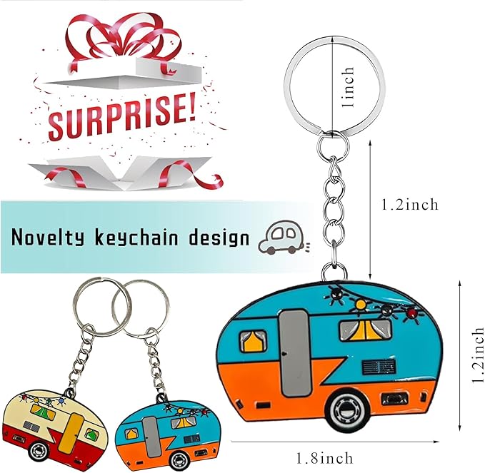 Camper Keychain, Upgraded Double-Side Metal Camping Key chain, Couples RV Accessories Set of 2 for Men Women
