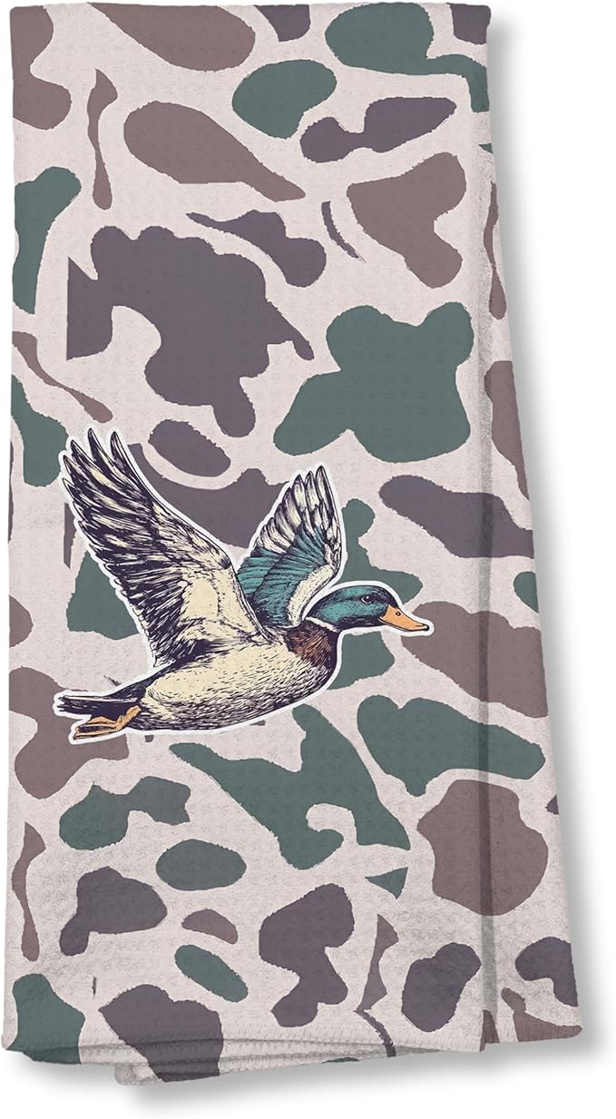 Vintage Camo Mallard Duck Kitchen Towels 16x24,Camouflage Farm Animal Decorative Hand Towels for Bathroom,Duck Hunting Accessories Dish Tea Towels for Kitchen