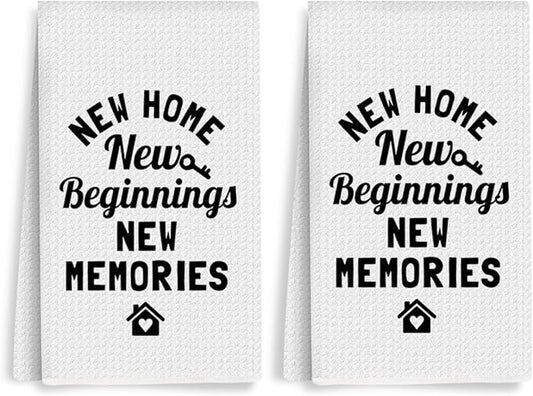 2PCS Housewarming Gifts New Home for Women Kitchen Towels, Reusable Absorbent Waffle Weave Dish Tea Towels for Cleaning Cooking Baking, Microfiber Kitchen Towel, Farmhouse Gifts for Family Friend