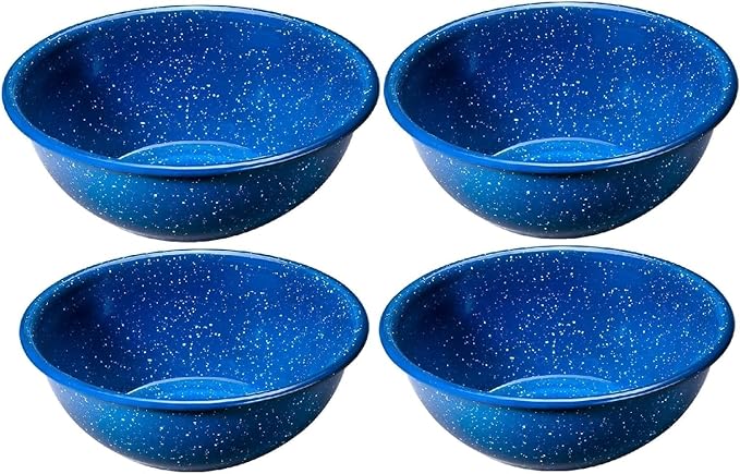 Enamelware for Camping and Backpacking - Cookware Gear Essentials for Camping and Backpacking (Made by Caddis Sports, Inc.) (6 Inch Bowl (8 Pack))
