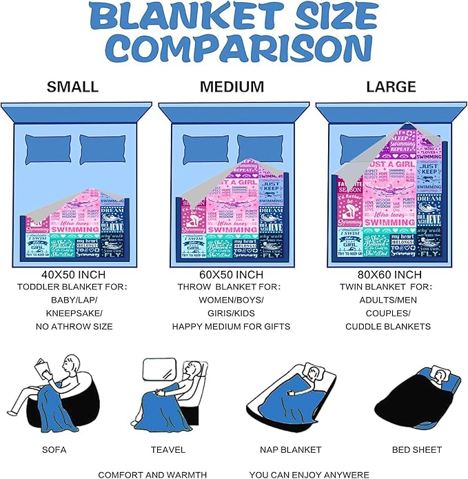 Swimming Gifts for Swimmers Blanket Swimming Stuff Swim Team Plush Blankets and Throws Swim Gifts for Swimmers Women Girls Boys Men Teens Birthday Party Decorations 60"X50"