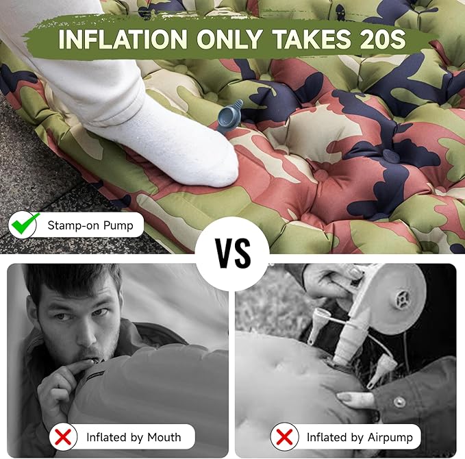 HiiPeak Sleeping Pad for Camping- Ultralight Inflatable Sleeping Mat with Built-in Foot Pump & Pillow, Upgraded Compact Camping Air Mattress for Tent, Backpacking, Hiking