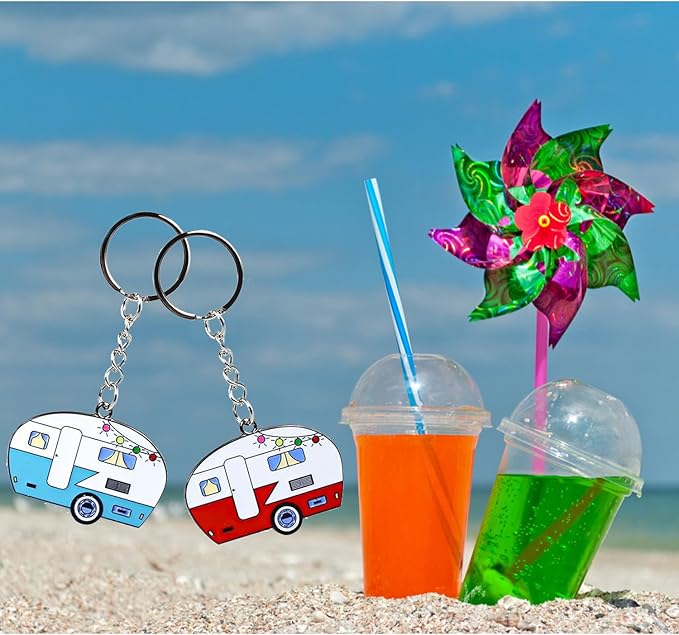Camper Keychain, Upgraded Double-Side Metal Camping Key chain, Couples RV Accessories Set of 2 for Men Women