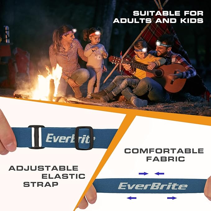EverBrite Headlamp, 2 Pack Kids Headlamp with Red Light and Memory Function, Head Lamp for Adults and Kids with 5 Modes, Bright Headlamps for Camping, Running, Christmas Gifts, Batteries Included