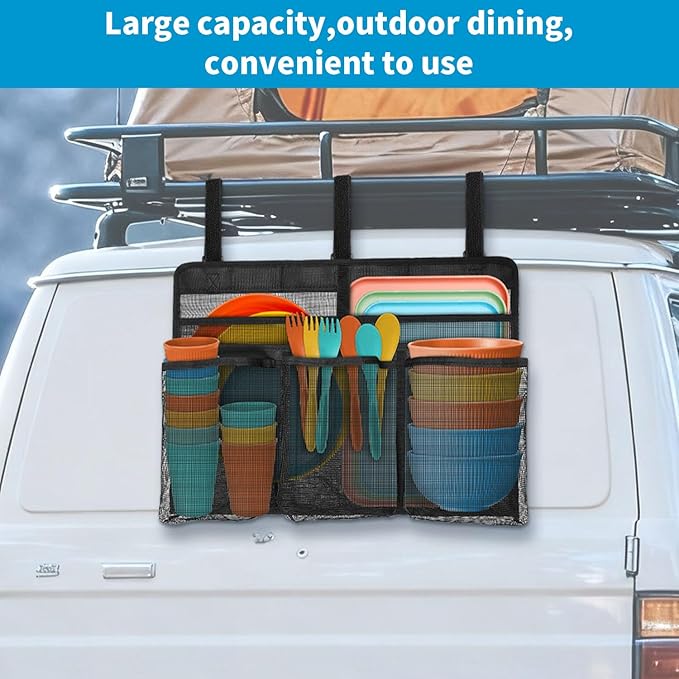 Collapsible Dish Drying Bag for Camping & RV - Portable Mesh Dish Rack Organizer, Compact Lightweight Sink Drying Solution for Travel Trailers, Outdoor Kitchens & Picnics (Black)