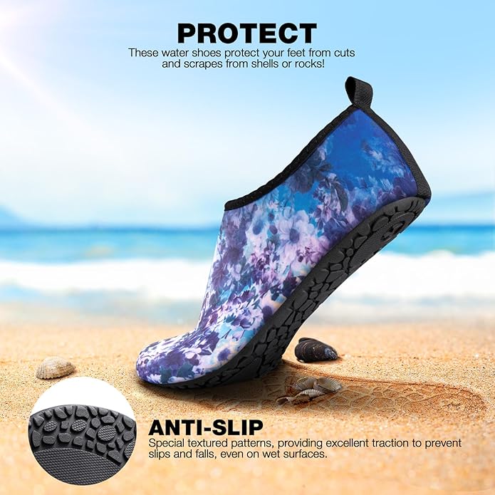 SIMARI Water Shoes Women Men Aqua Socks Beach Barefoot Quick Drying Aqua Aerobics Swim Pool Non Slip Outdoor Travel Essentials Surf River Lake Snorkeling Kayak Yoga Adult Youth
