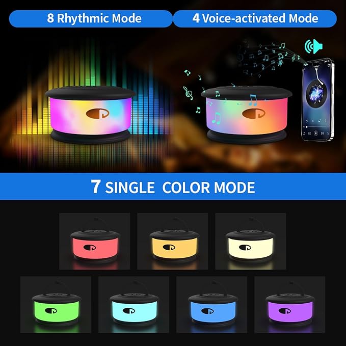2pcs Camping String Lights,2 in 1 Upgraded 32.8FT Rechargeable Tent Lights String with 19 Lighting Modes,Quick Storage camping lights，Portable LED Lamp for Bedroom Yard Decor Christmas (Black)