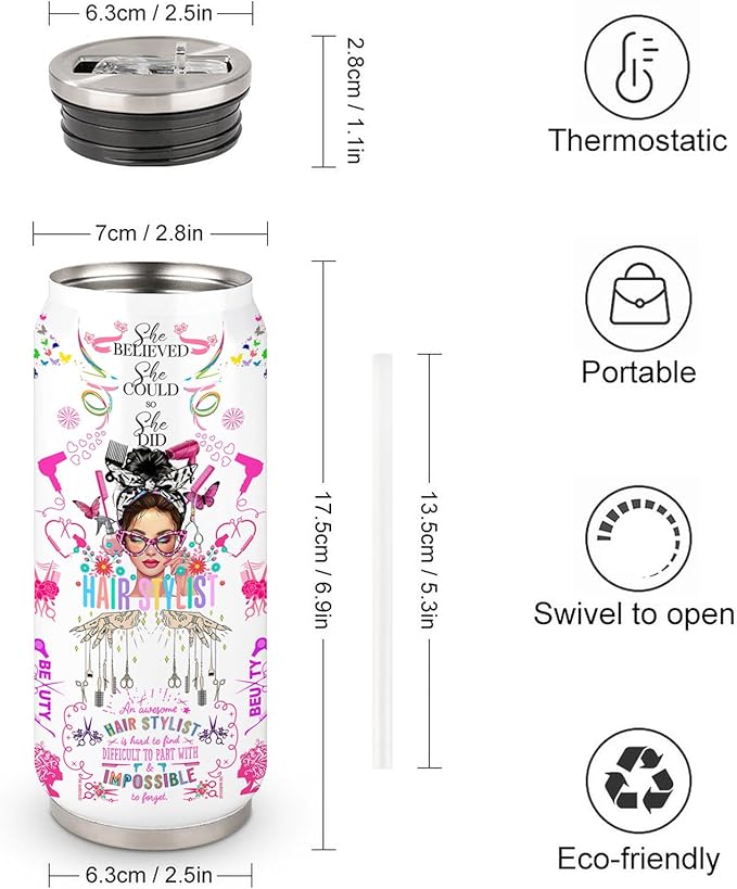 Hairstylist Tumbler For Women, Female, Her, Hairapist,Hair Stylist Gifts For Hairstylist, Hairstylist Tumbler Insulated Stainless Steel With Lid 17 Oz