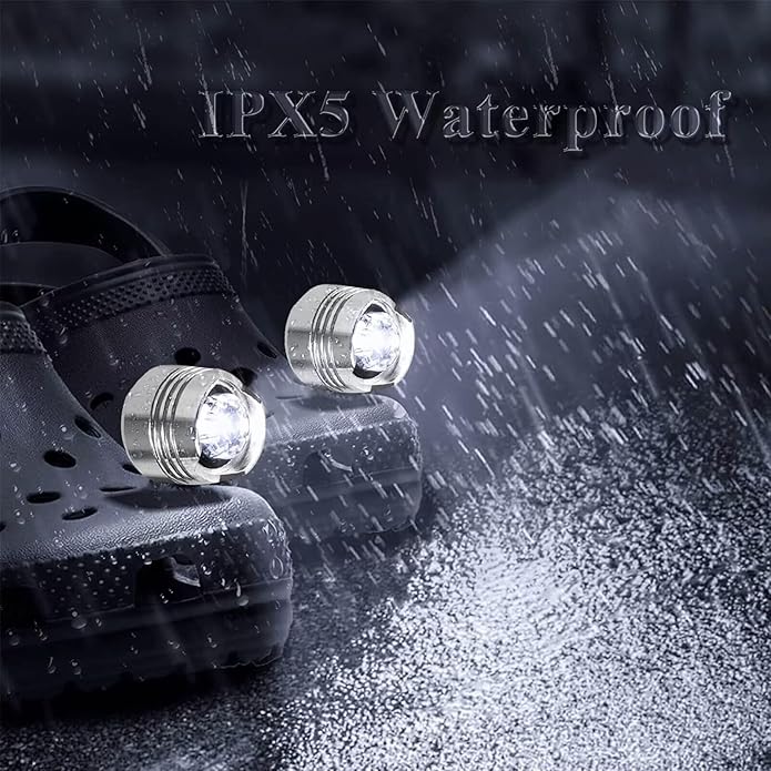 Rechargeable Headlights for Clog 2PCS, Flashlight Clog Charm Attachment Accessories for Shoes with 3 Light Modes for Dog Walking, Camping, Running, Suitable for Adults Kids Boys Girls Men Women