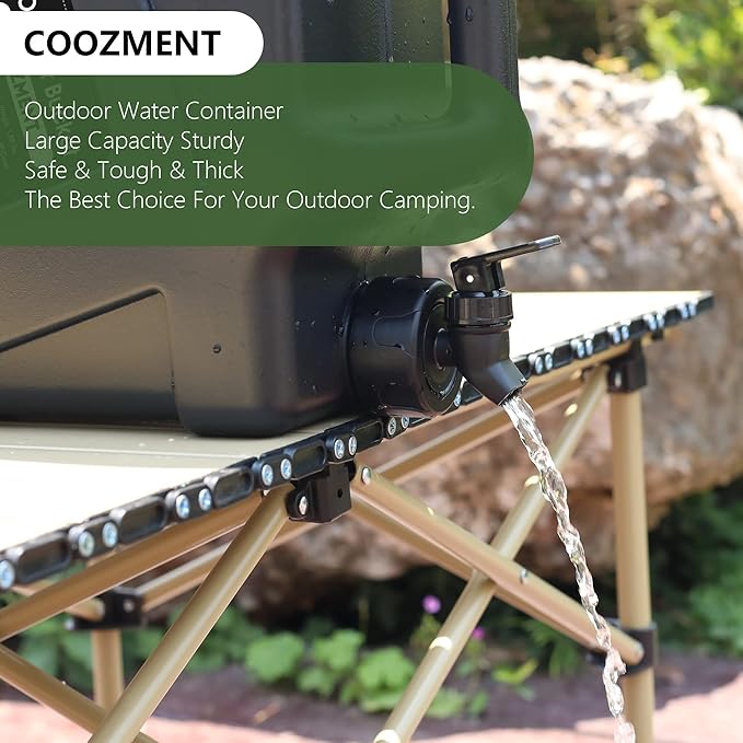 COOZMENT 3.2 Gallon/5 Gallon Water Containers with Spigot, BPA Free Water Jug, Military Green Water Tank, Multifunction Water Storage Containers for Camping Outdoor Hiking,Emergency Stroage