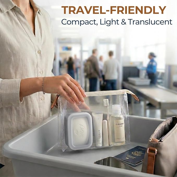 AIMAIAIMAI Compact Leakproof Travel Soap Case, Silicone Travel Soap Container, Portable Soap Box with Drainage Layer, Shatterproof Soap Holder for Bathroom, Gym (Gray)