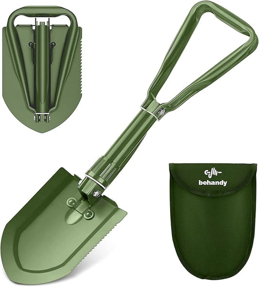 24.5" Collapsible Shovel, Heavy Duty Foldable Shovel for Camping and Pickax, Military Entrenching Tool for Gardening, Camping, Digging Dirt, Sand, Mud&Snow, Off Road, Car Emergency kit