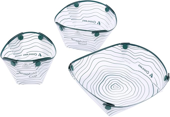 Coghlan's Snapfold™ Solo Pack 3-Piece Collapsible Tableware Set – Lightweight 4 oz, Leakproof, Compact Camping Gear for Backpacking, Hiking, and Outdoors, Includes Foldable Cup, Bowl, and Dish