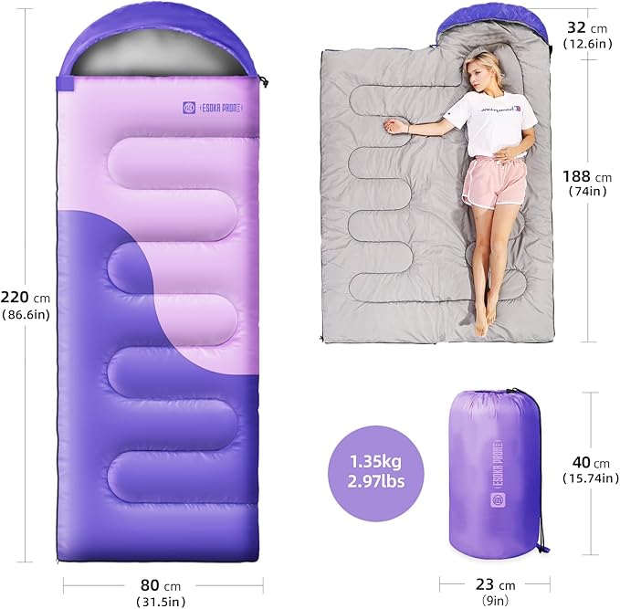 Sleeping Bags for Adults&Kids,Lightweight Waterproof Warm Weather Sleeping Bag,Compact Portable Sleeping Bag for Camping,Essentials Gear for Camping Hiking Outdoor Travel