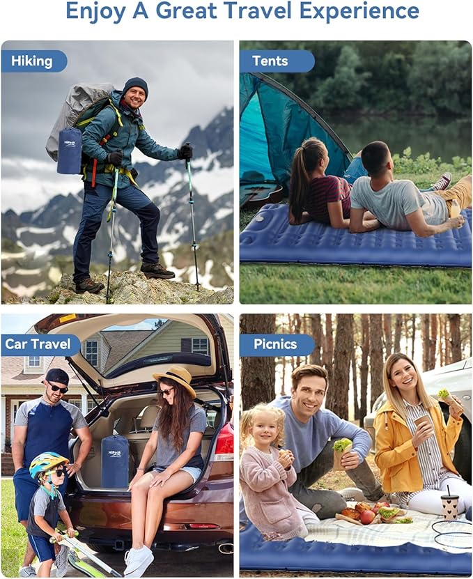 HiiPeak Sleeping Pad for Camping- Ultralight Inflatable Sleeping Mat with Built-in Foot Pump & Pillow, Upgraded Compact Camping Air Mattress for Camping, Backpacking, Hiking (CM07 Blue)