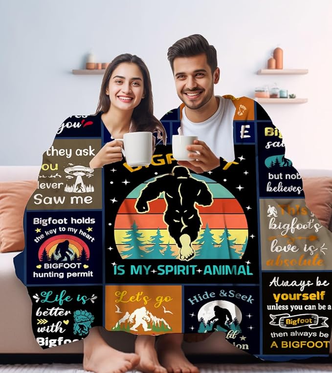 Bigfoot Sasquatch Blanket Gifts for Adults Men Unique,Cool Bigfoot Throw Blankets Sasquatch Decor for Men Women Kids Boys Bigfoot Lovers 50"X40"