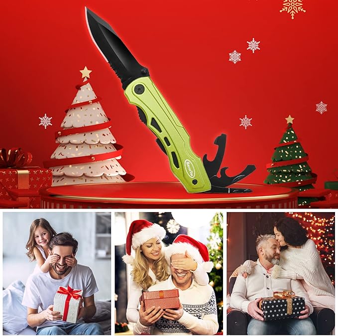 RoverTac 15-in-1 Pocket Multitool Knife - Folding Knife with Pliers, Bottle & Can Opener, Phillips Screwdriver + 9 Bits, Nylon Sheath - EDC Multi Tool for Camping, Hiking & DIY - Gifts for Men & Dad