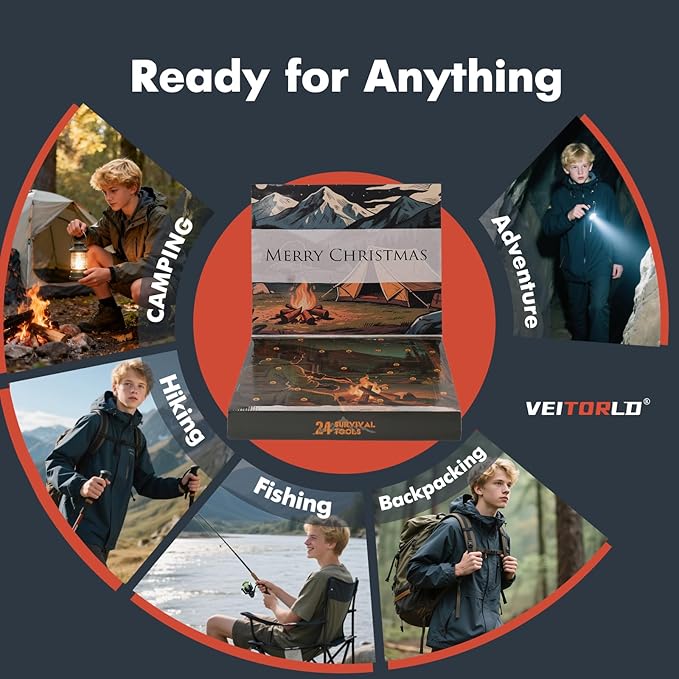 VEITORLD Gifts for Men Dad Husband Him Fathers Day, Survival Gear and Equipment 12 in 1, Survival Kits, Cool Unique Fishing Hunting Anniversary Birthday Gifts for Him Teen Boy Boyfriend Women