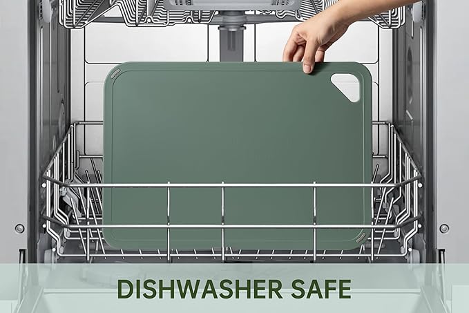 THETCHRY Plastic Cutting Board Set of 4, Extra Large Cutting Board for Kitchen with Non-Slip, Large -Small Chopping Board for Cooking, Bpa Free, with Grip Handle,Green