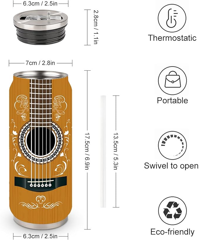 Guitar Tumbler Gifts For Teens Guitarist Men Women Music Lovers,Gifts For Guitar Players,Guitarist Tumbler Insulated Stainless Steel With Lid 17 Oz