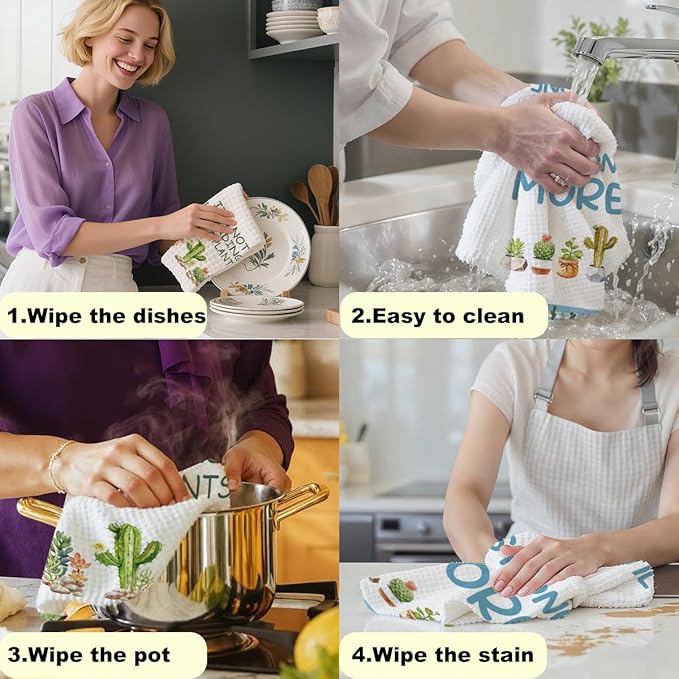 2PCS Gardening Gifts for Plant Lovers Kitchen Towel, Plant Gifts for Women Lady Mom Gardener Teacher, Kitchen Hand Towels, Funny Best Friend Birthday Gift, Waffle Weave Dish Tea Towels