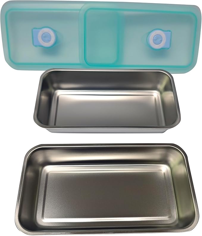 2 Pack Stainless Steel Snack Containers with Leak-Proof Lids, Reusable Food Storage Boxes, Dishwasher Safe Portable Lunch Containers for Meal Prep, Travel, Camping (1-Cell)