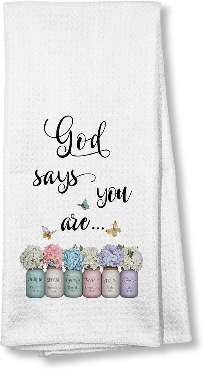 Christian Kitchen Towels 16x24,God says You are Religious Bible Scripture Inspirational Kitchen Bathroom Towels，Christian Housewarming Gifts，Inspirational Gifts for Women