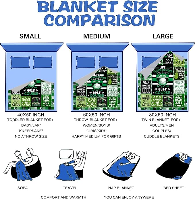 Unique Golf Blanket Gifts for Men,Funny Golf Accessories Golfer Throw Blanket Cool Golfing Gifts Idea for Golfers Men Women Adults Boys 50"X40"
