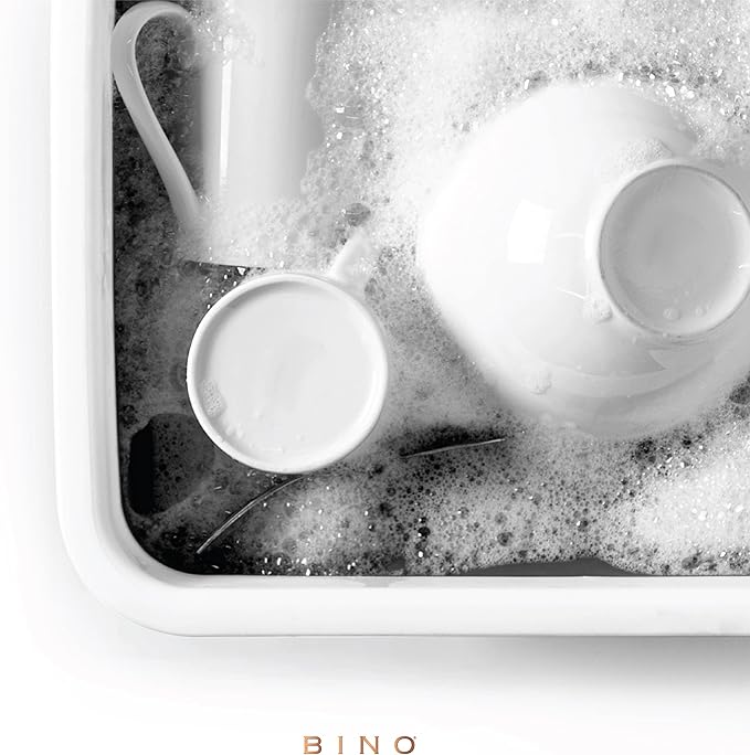 BINO Collapsible Wash Basin - White | Portable Dish Tub | Kitchen | Camping | Sink | Home Essentials | Baby Travel | Folding Dish Pan for Maximum Space Saving