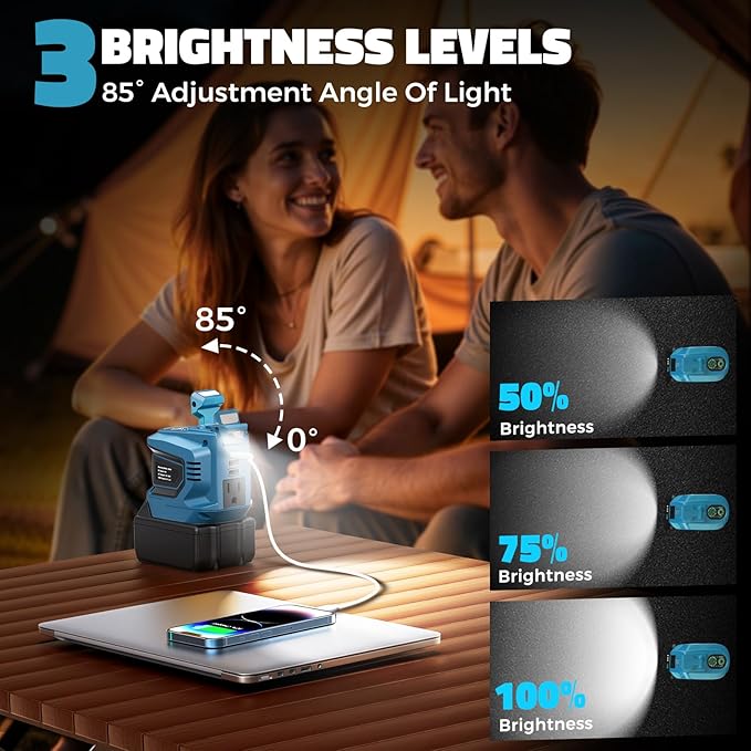 LIVOWALNY 200W Power Inverter Compatible with Makita 18V Battery, DC 18V to AC 110-120V Power Station with 1 AC Outlet, 2 USB, 1 Type-C & LED Light, for Camping Power Outage (No Battery) (2-Pack)