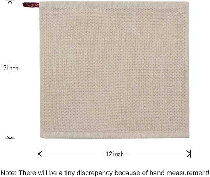 Mia'sDream Natural Cotton Dish Cloths Dish Rags, Waffle Weave Kitchen Dish Towels, Soft Dish Cloths for Washing Dishes, Absorbent Kitchen Hand Towel Washcloths, 12inchx12inch 6 Pack (Beige)