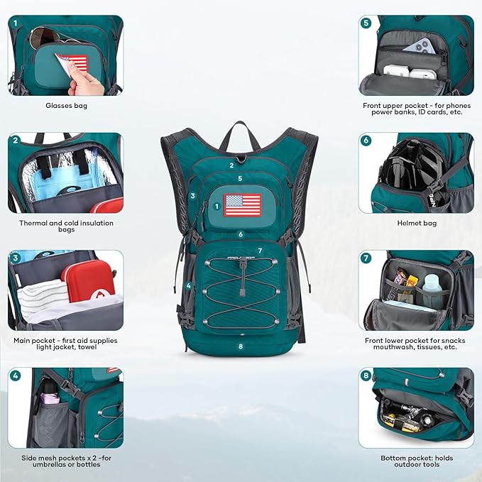 Maelstrom Hydration Hiking Backpack with 2L/3L Water Bladder, High Flow Bite Valve Water Backpack for Men Women Lightweight Insulation for Hiking, Cycling, Running, Climbing, Camping