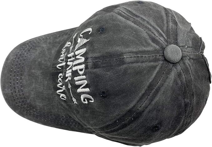 Unisex Camping Hair Don't Care Vintage Adjustable Baseball Cap Denim Dad Hat
