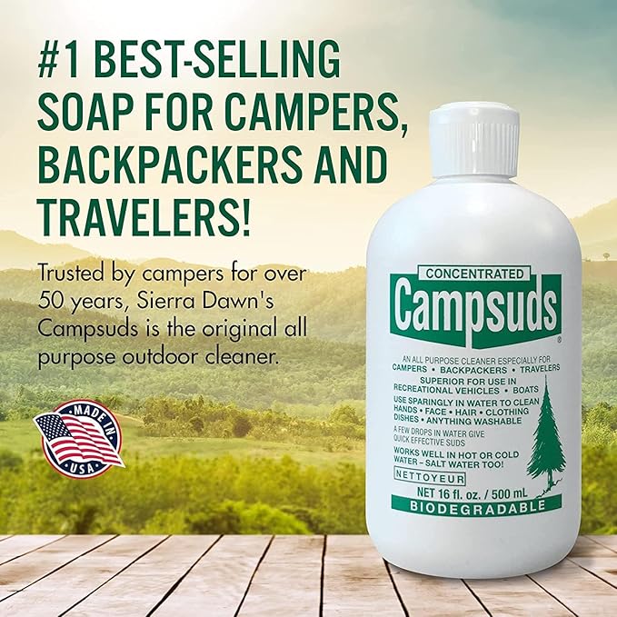 Sierra Dawn Outdoor Soap - Eco-Friendly Camping Soap - Hiking & Camping Supplies - Camp, Backpacking & Travel Soap - 16 Fl Oz