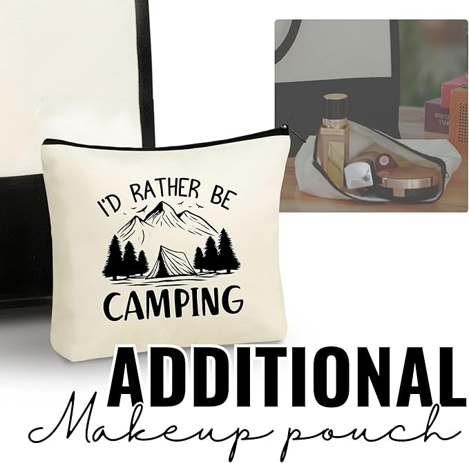 InnoBeta Camping Gifts for Women, Canvas Tote Bag for Mom, Frineds, Coworkers, Bag with Top Zipper Closure and Shoulder Strap