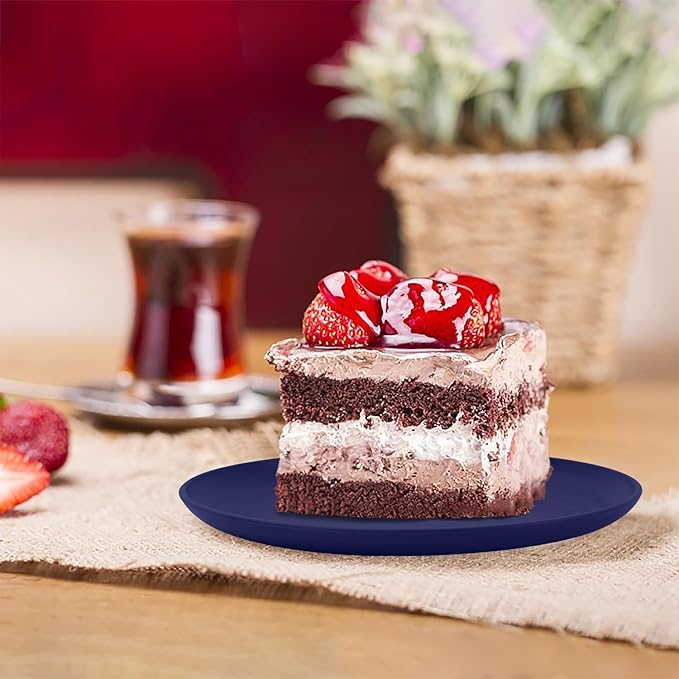 Homienly Wheat Straw Mini Plates | For Dessert, Appetizer, Breakfast & Snacks | Long-lasting Plastic Plates & Salad Plates Collection -8-Pack Small Plate Set -Island Series
