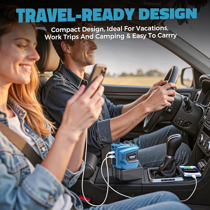 LIVOWALNY 200W Power Inverter Compatible with Makita 18V Battery, DC 18V to AC 110-120V Power Station with 1 AC Outlet, 2 USB, 1 Type-C & LED Light, for Camping Power Outage (No Battery) (2-Pack)