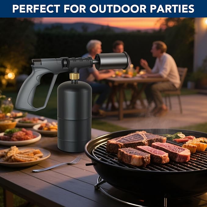 Sondiko Powerful Propane Torch Gun, Cooking Torch for Sous Vide, Charcoal Starter and Steak Searing, Best for Outdoor BBQ Party and Camping, Gray & Black, Gas Welding Kits(Tank Not Included)