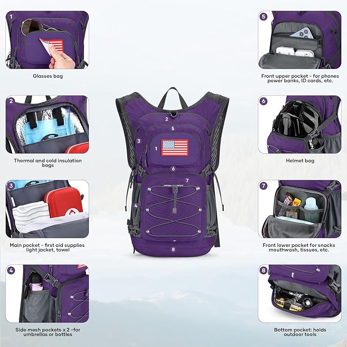 Maelstrom Hydration Hiking Backpack with 2L/3L Water Bladder, High Flow Bite Valve Water Backpack for Men Women Lightweight Insulation for Hiking, Cycling, Running, Climbing, Camping