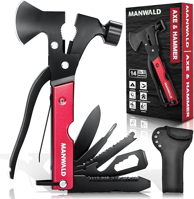 15 in 1 Multitool Axe Hatchet, Valentines Day Gifts for Him Adults, Camping Accessories Survival Gear, Multi Tool for Camping Hiking Survival, Cool Gadgets Gifts for Men, Husband, Boyfriends